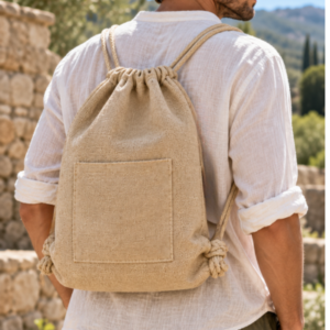 Hemp canvas drawstring backpack