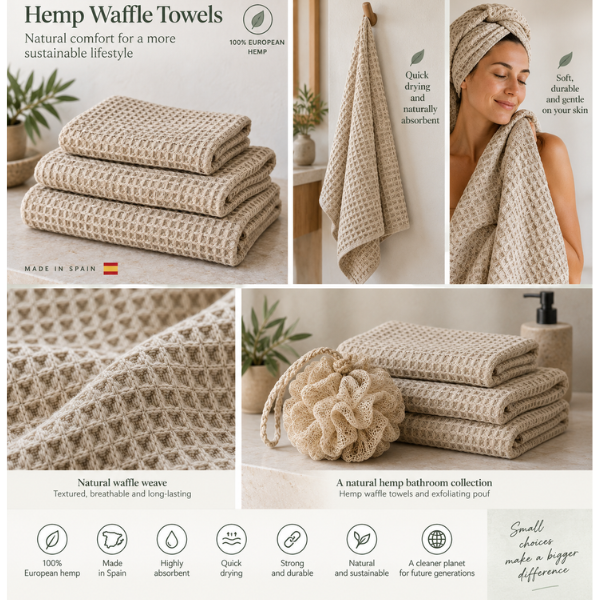 Toalla de Cáñamo con Tejido Waffle